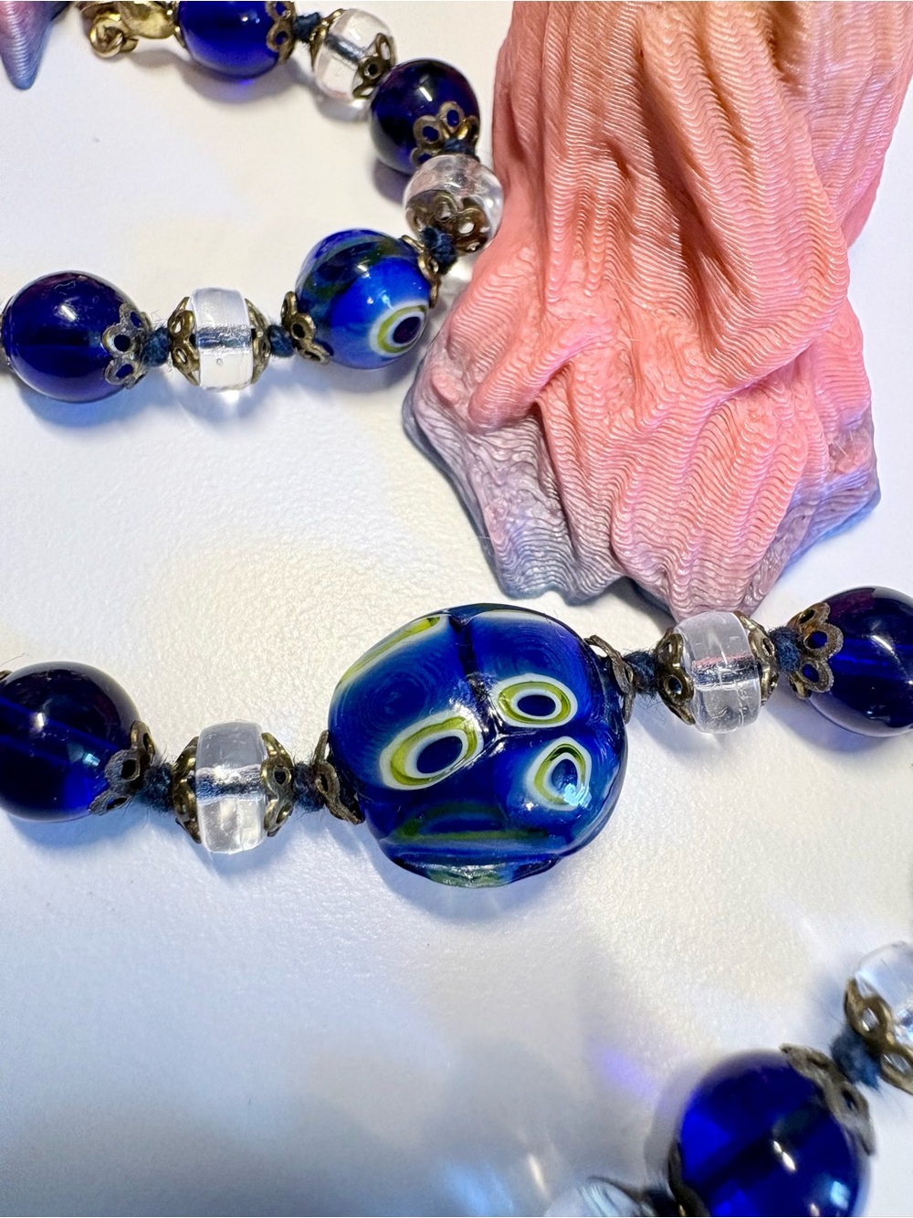 Beautiful vintage cobalt millefiori necklace - Picture 3 of 4
